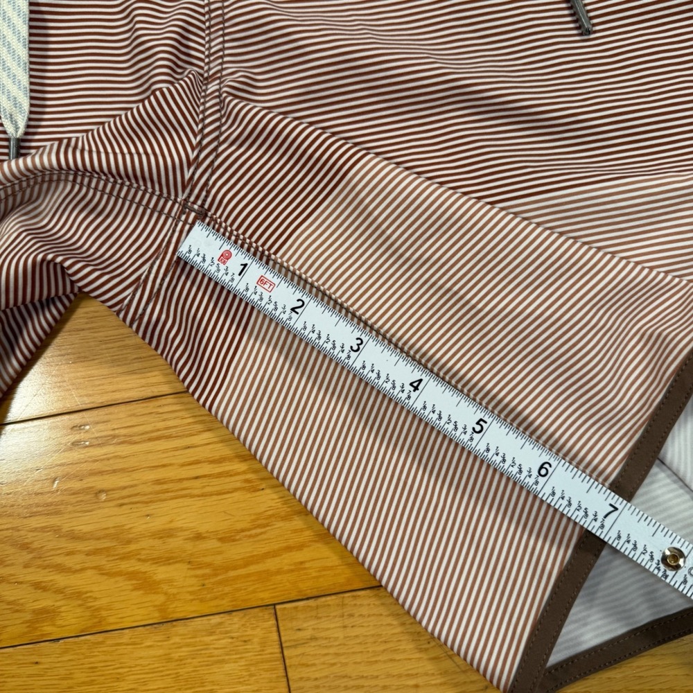 Vuori Mens Brown Striped Board Shorts Size 36 Swim Trunks V314 Scalloped Hem - Picture 6 of 7
